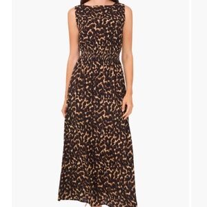 NWT XL Leopard Smocked Waist Maxi Dress
